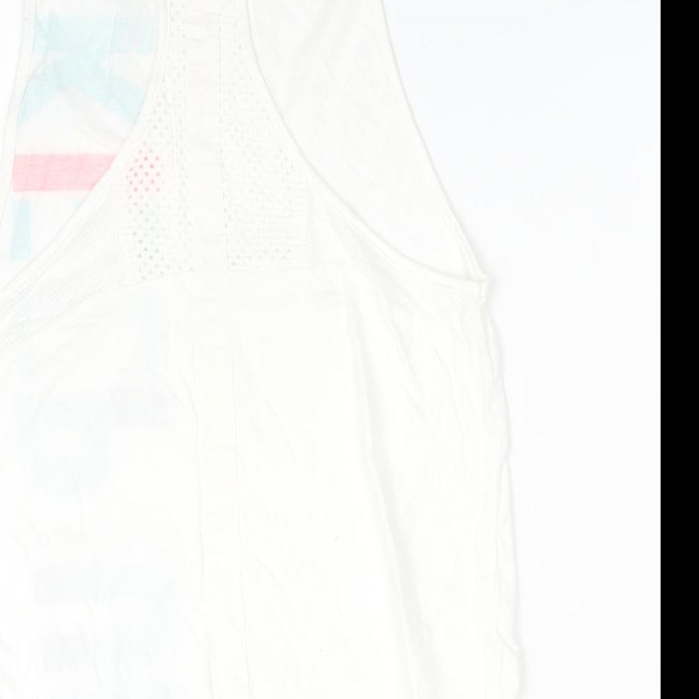 NEXT Womens White  Cotton Basic Tank Size 12 Scoop Neck  - KEEP UP