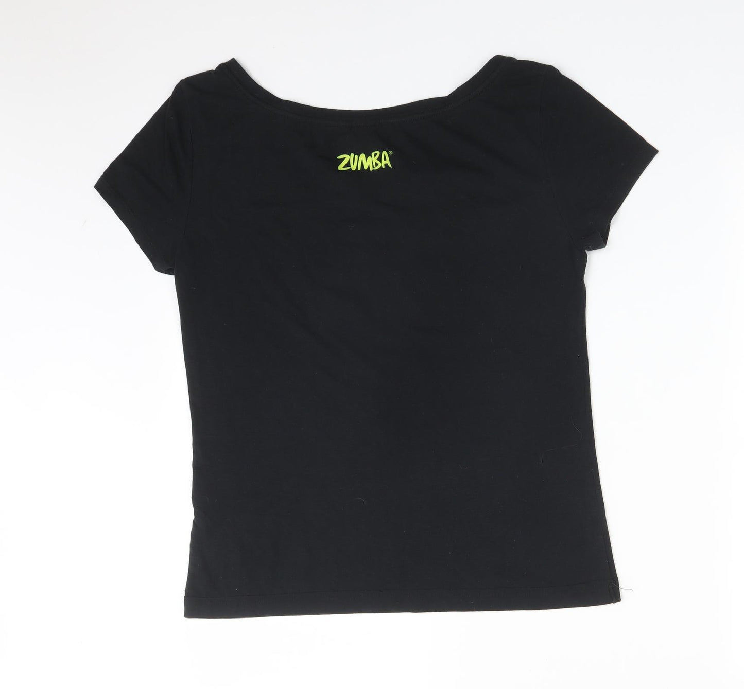 Zumba Womens Black  Polyester Basic T-Shirt Size XS Round Neck - LEAN MEAN BOOTY SHAKING MACHINE