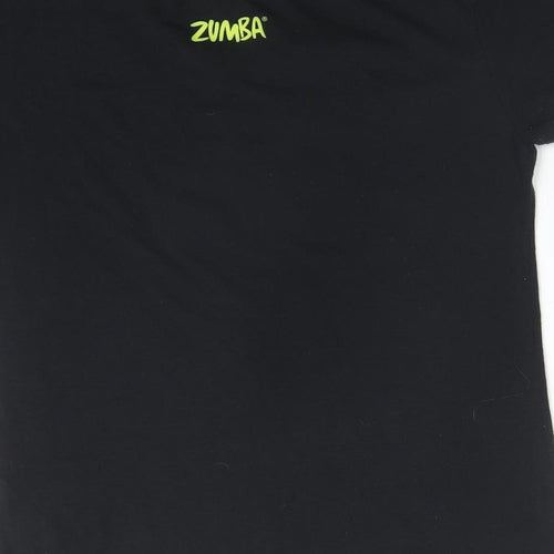 Zumba Womens Black  Polyester Basic T-Shirt Size XS Round Neck - LEAN MEAN BOOTY SHAKING MACHINE