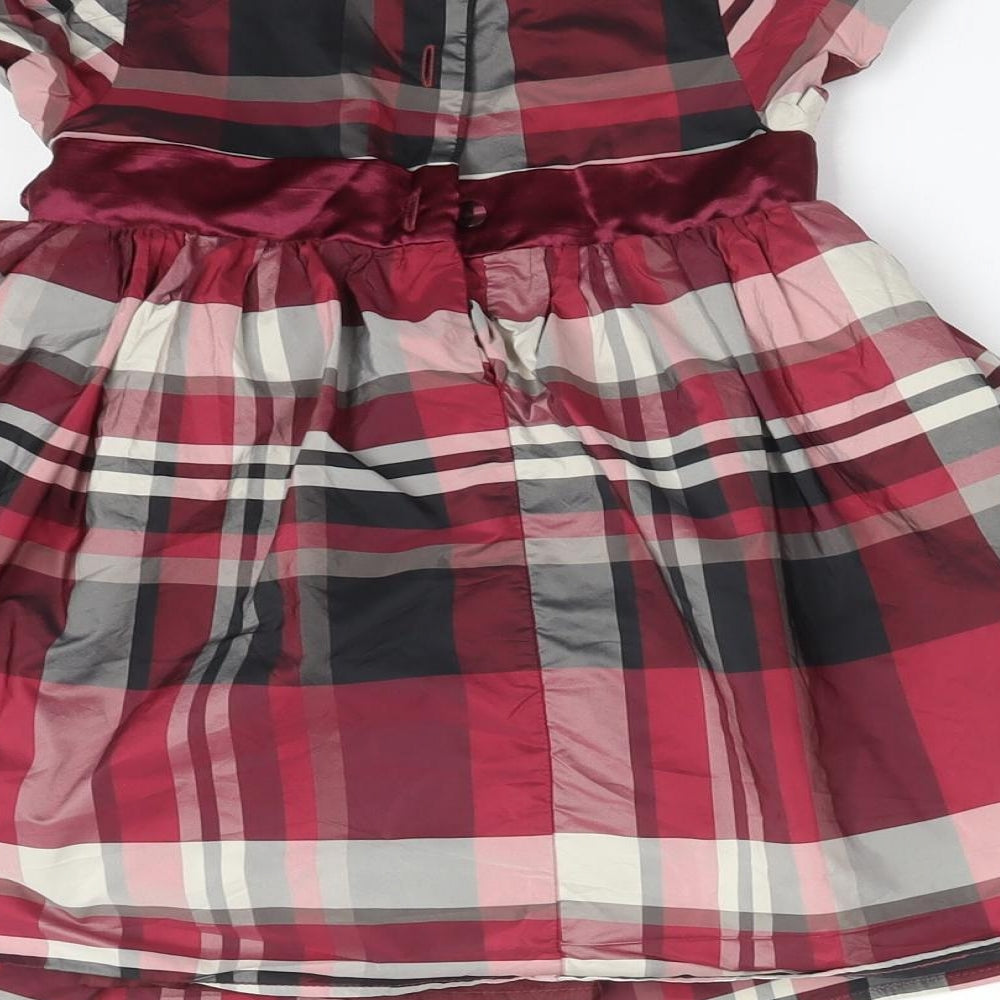 M&Co Girls Multicoloured Check Polyester Fit & Flare  Size 12-18 Months  Round Neck