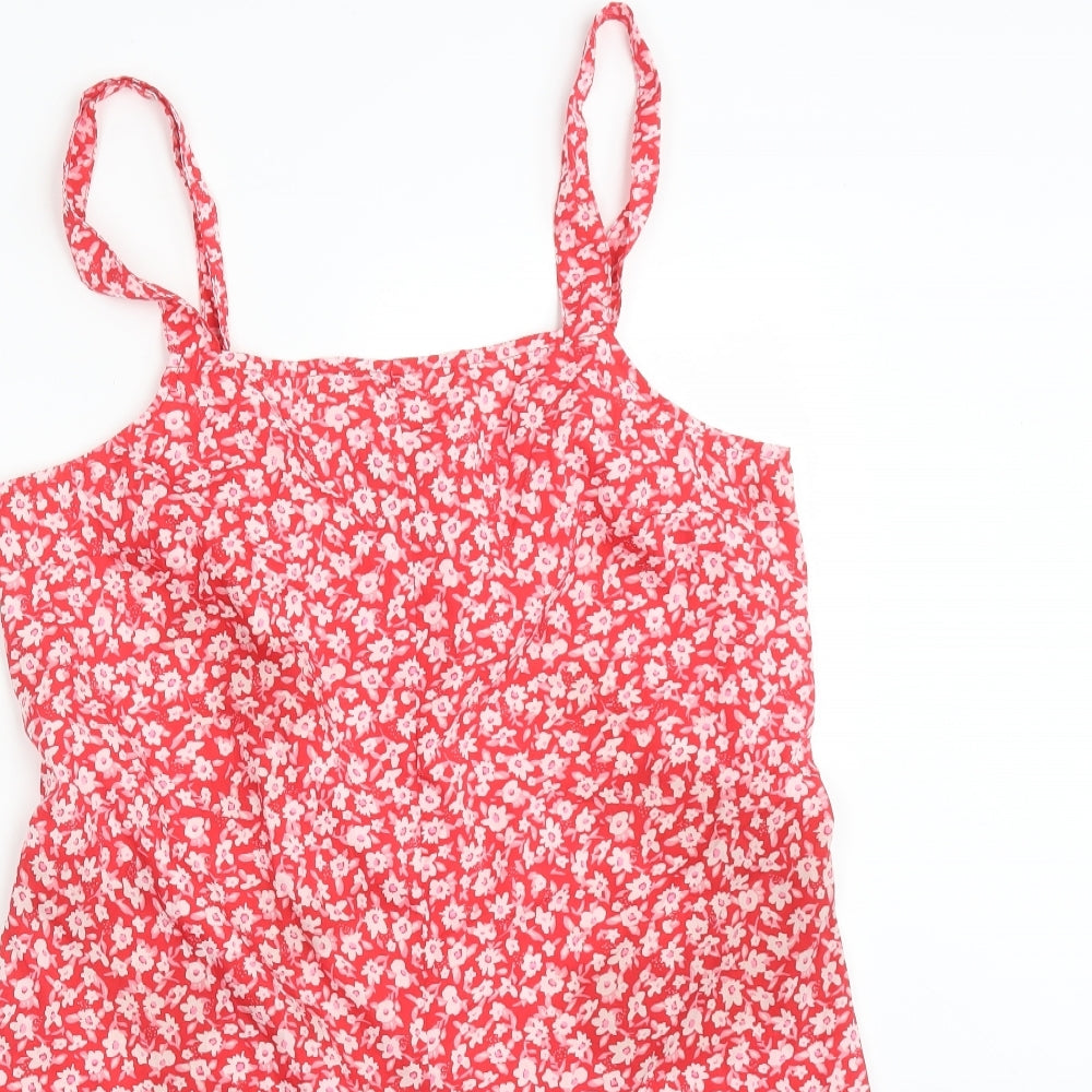 New Look Womens Red Floral Polyester Romper One-Piece Size 12