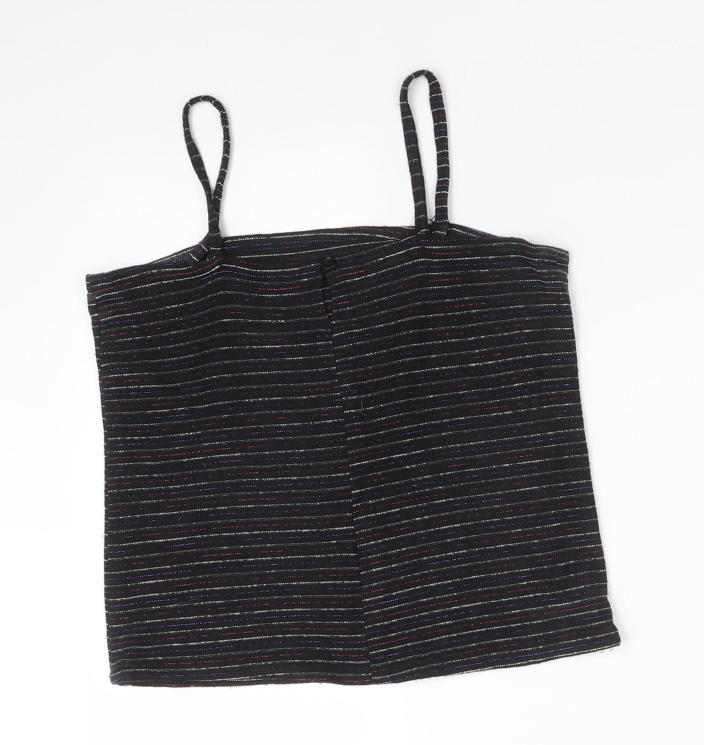 DAVID SILVERMAN Womens Black Striped Acrylic Camisole T-Shirt Size 12