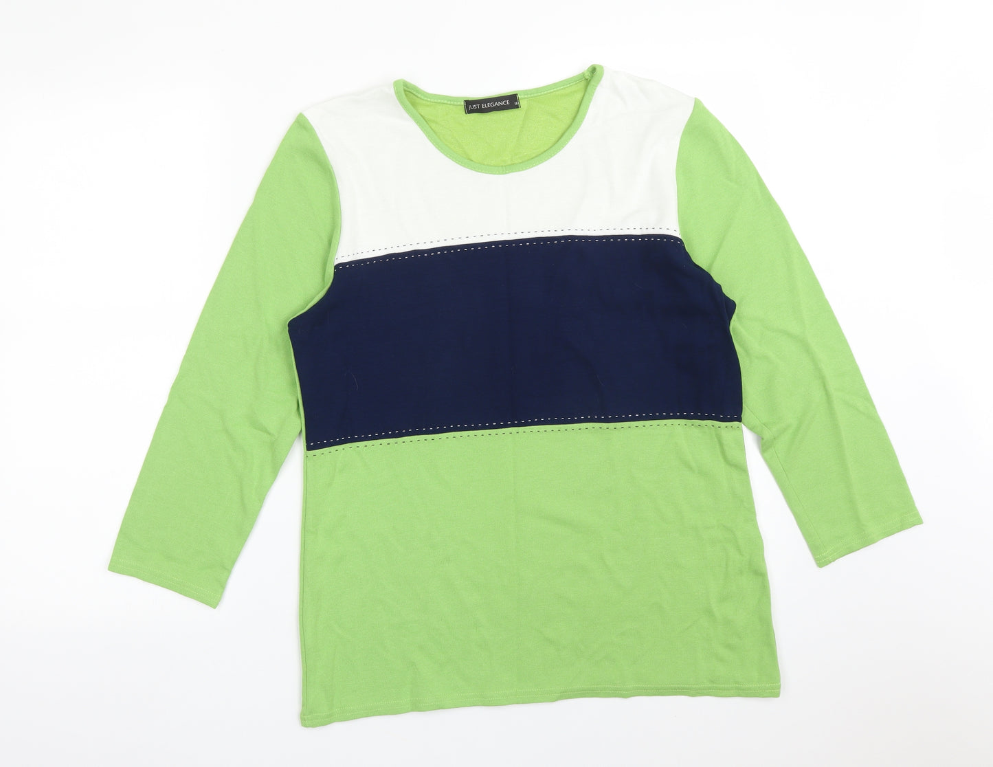 JUST ELEGANCE Womens Multicoloured Colourblock Viscose Basic T-Shirt Size 18 Round Neck