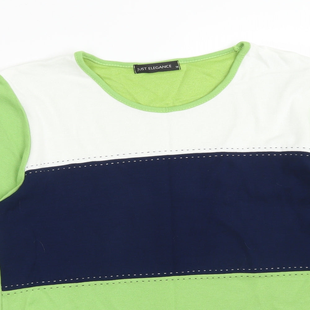 JUST ELEGANCE Womens Multicoloured Colourblock Viscose Basic T-Shirt Size 18 Round Neck