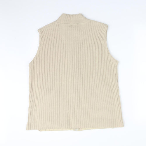 CANDA Womens Beige Striped  Gilet Coat Size 20