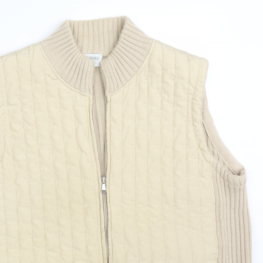 CANDA Womens Beige Striped  Gilet Coat Size 20