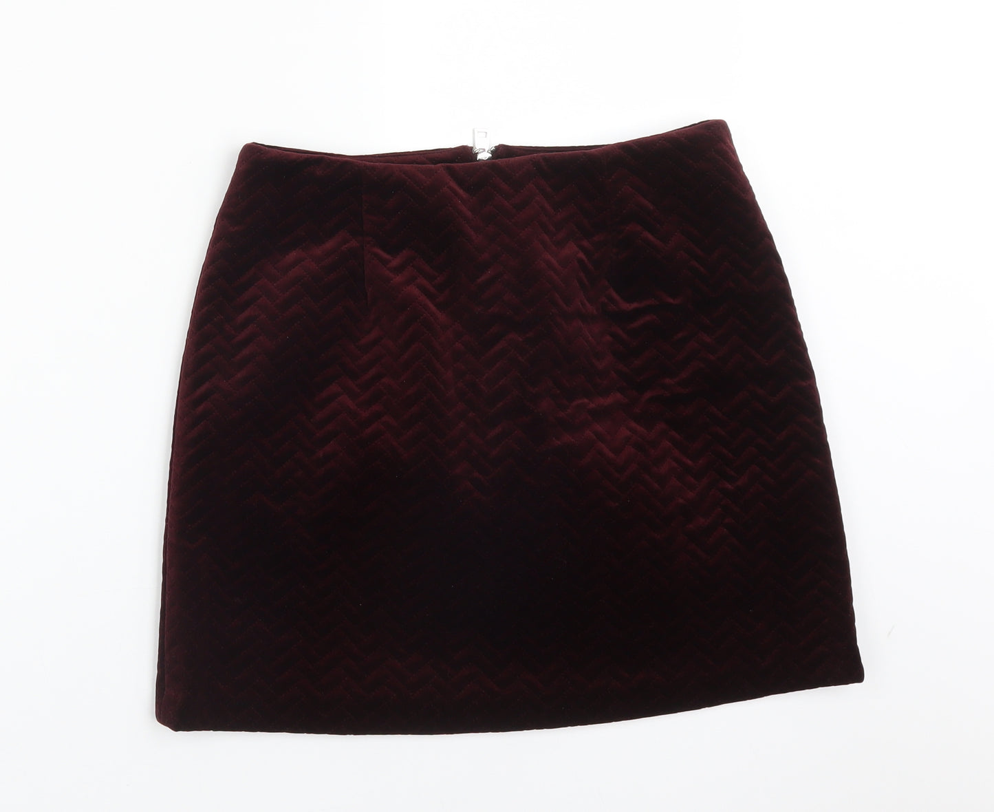 New Look Womens Red Herringbone Polyester Straight & Pencil Skirt Size 8