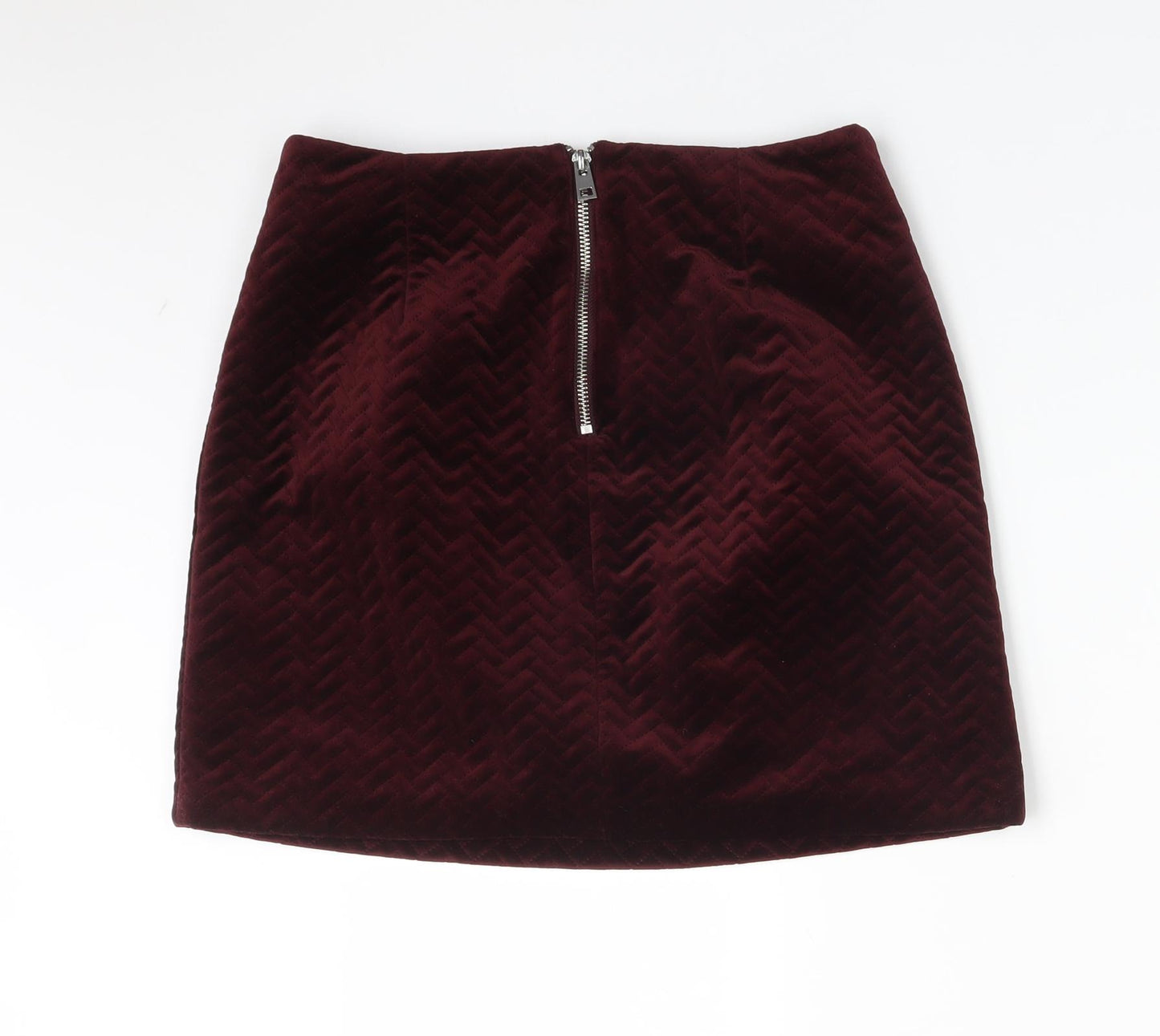 New Look Womens Red Herringbone Polyester Straight & Pencil Skirt Size 8