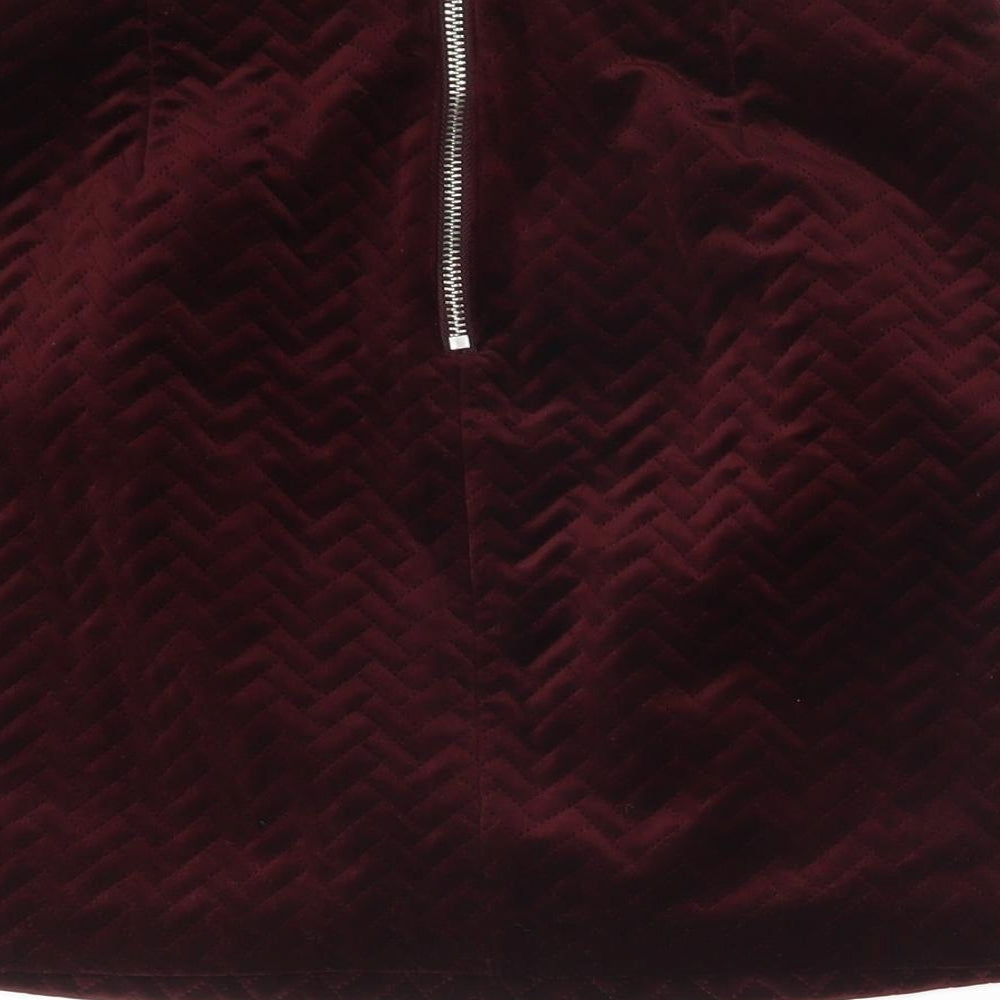 New Look Womens Red Herringbone Polyester Straight & Pencil Skirt Size 8