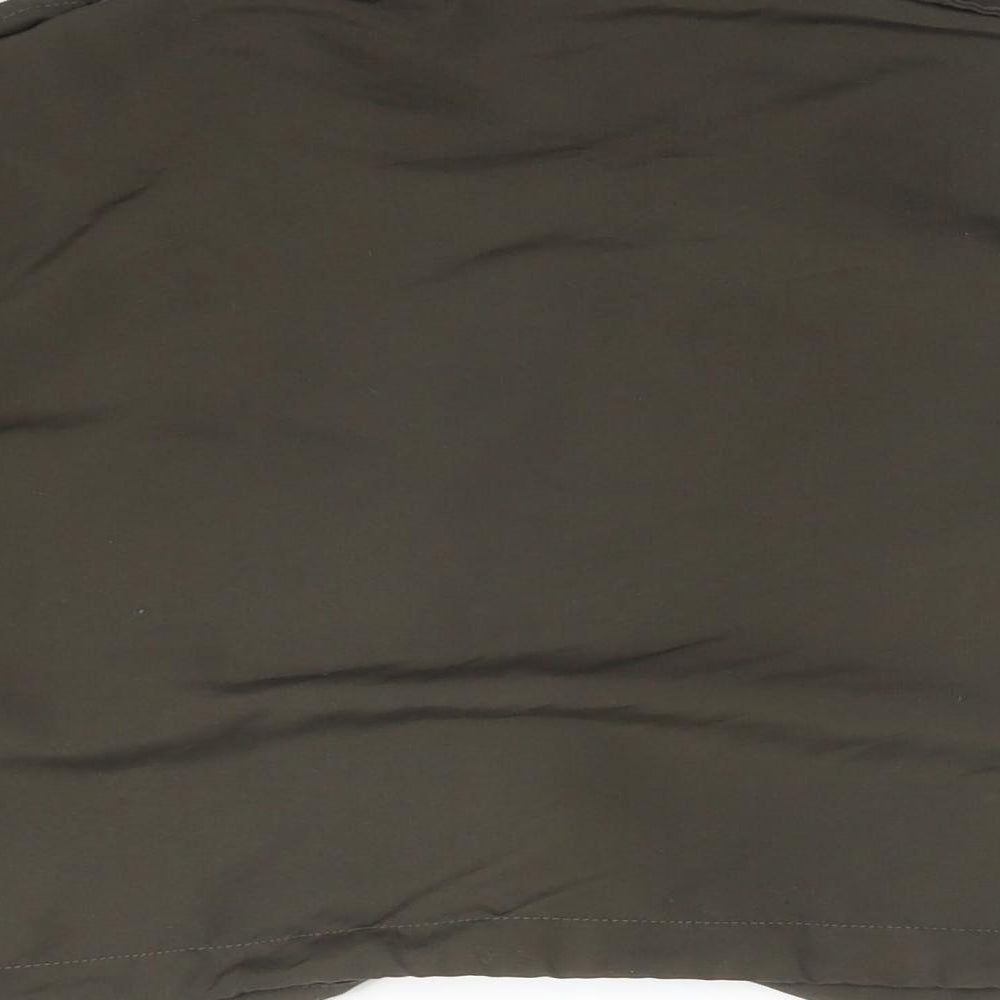 RISING Womens Green  Polyester Basic Button-Up Size S Collared