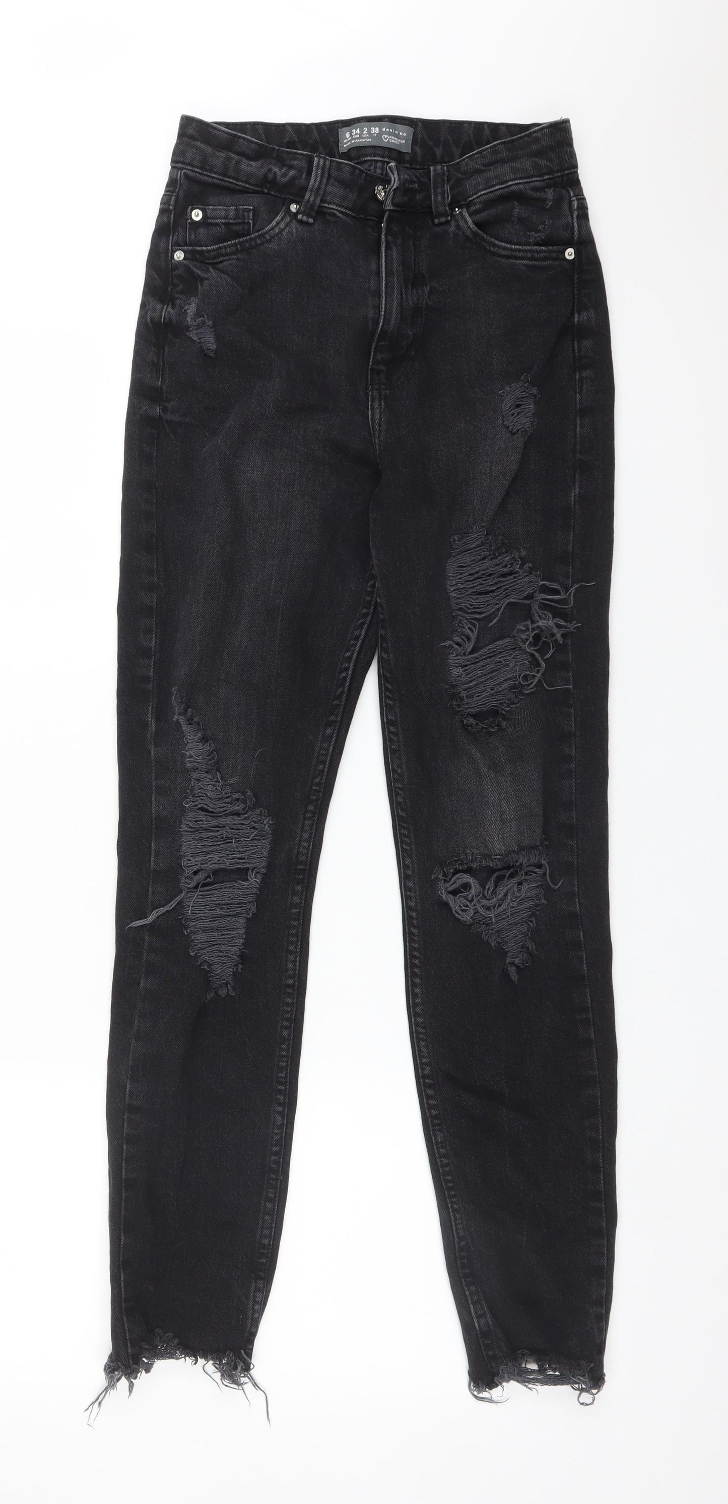 DENIM CO Womens Black  Cotton Straight Jeans Size 6 L27 in Regular