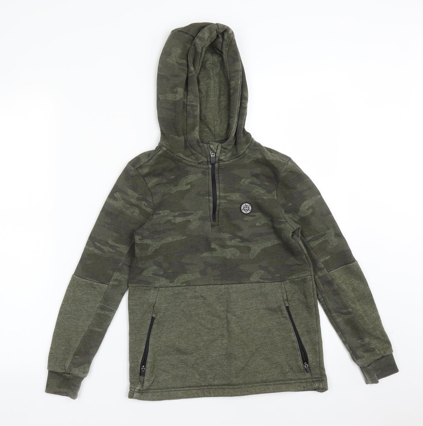 George Boys Green Camouflage Cotton Pullover Hoodie Size 9-10 Years