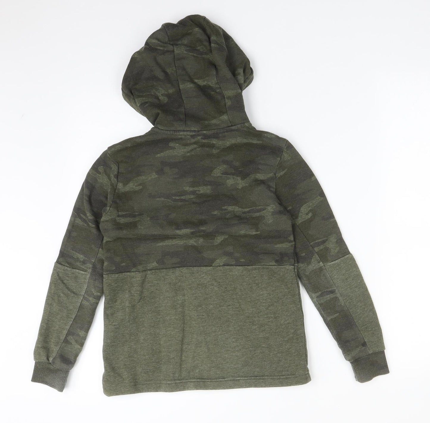 George Boys Green Camouflage Cotton Pullover Hoodie Size 9-10 Years
