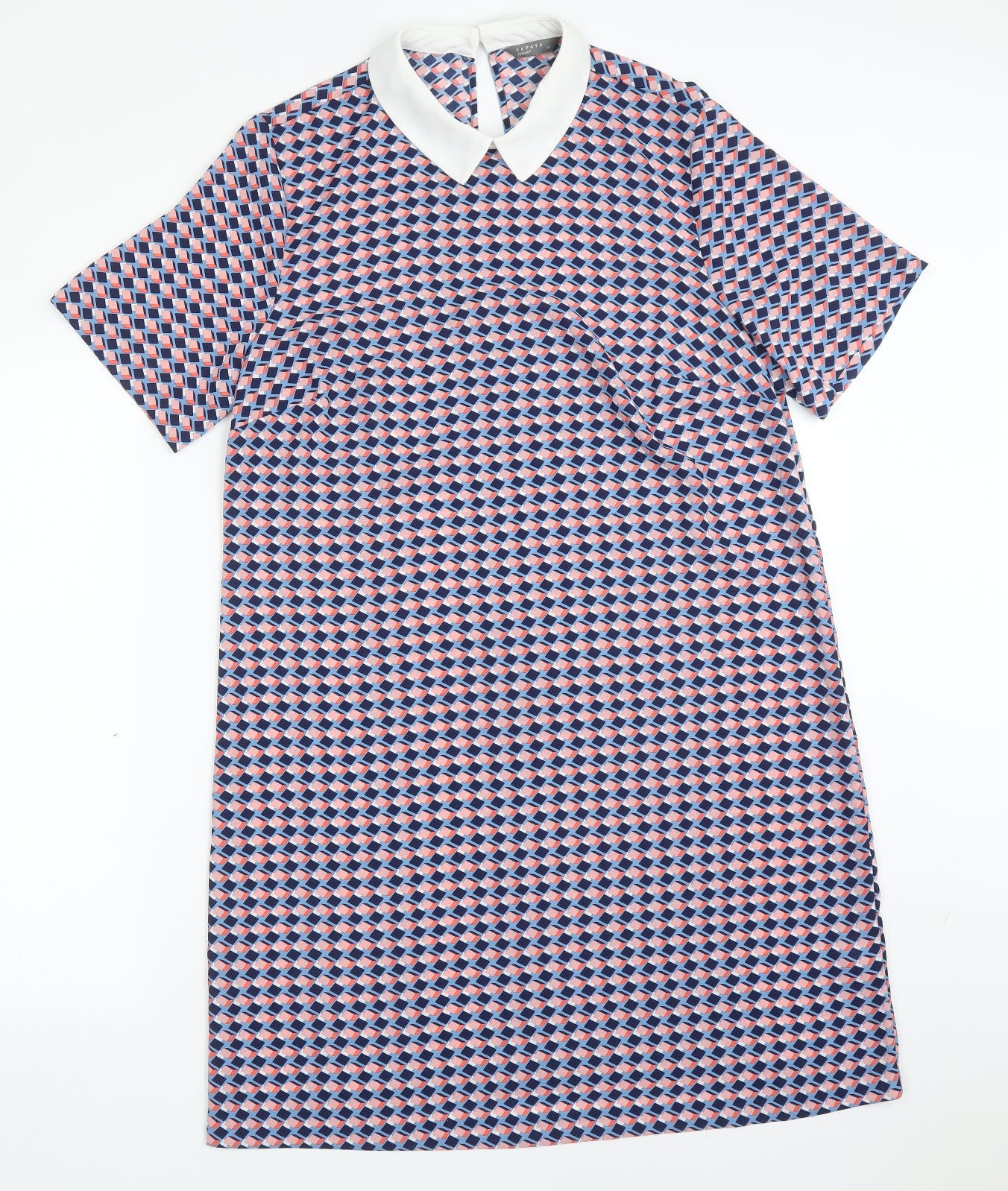 Papaya Womens Multicoloured Geometric Polyester A-Line  Size 14  Collared