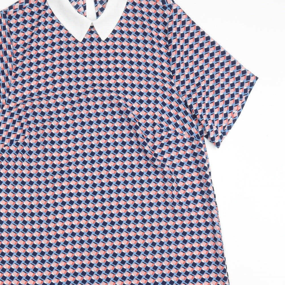 Papaya Womens Multicoloured Geometric Polyester A-Line  Size 14  Collared