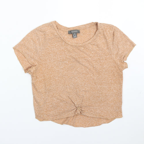 Primark Womens Orange  Polyester Basic T-Shirt Size XS Crew Neck