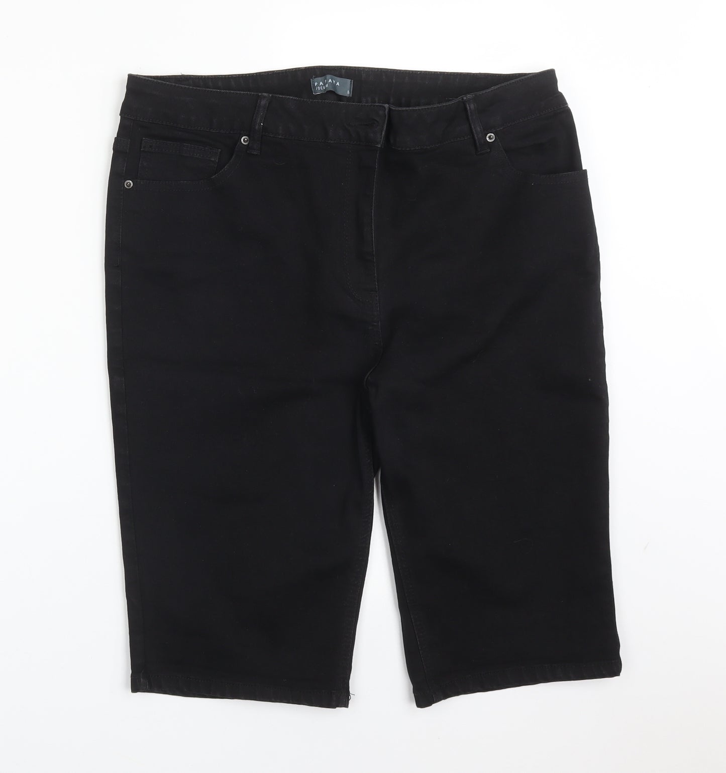 Papaya Womens Black  Cotton  Shorts Size 16 L12 in Regular