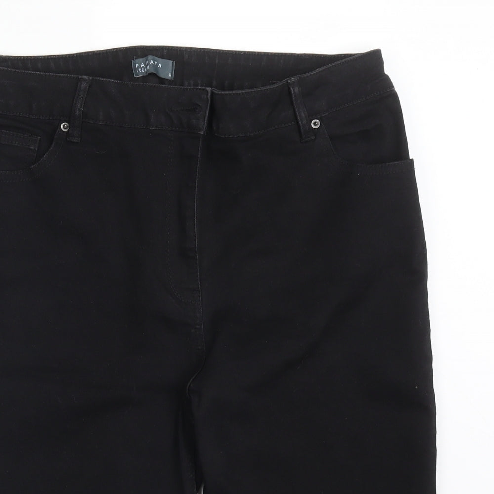 Papaya Womens Black  Cotton  Shorts Size 16 L12 in Regular