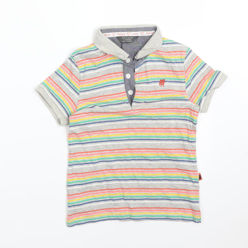 Primark Boys Multicoloured Striped Cotton Basic Polo Size 4-5 Years Collared