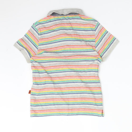 Primark Boys Multicoloured Striped Cotton Basic Polo Size 4-5 Years Collared