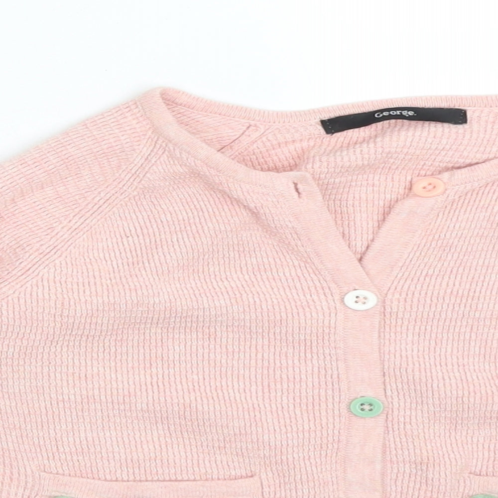 George Girls Pink Round Neck  Cotton Cardigan Jumper Size 3-4 Years