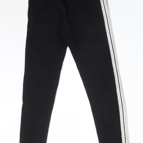 H&M Girls Black  Cotton  Trousers Size 9-10 Years  Regular  - LEGGINGS