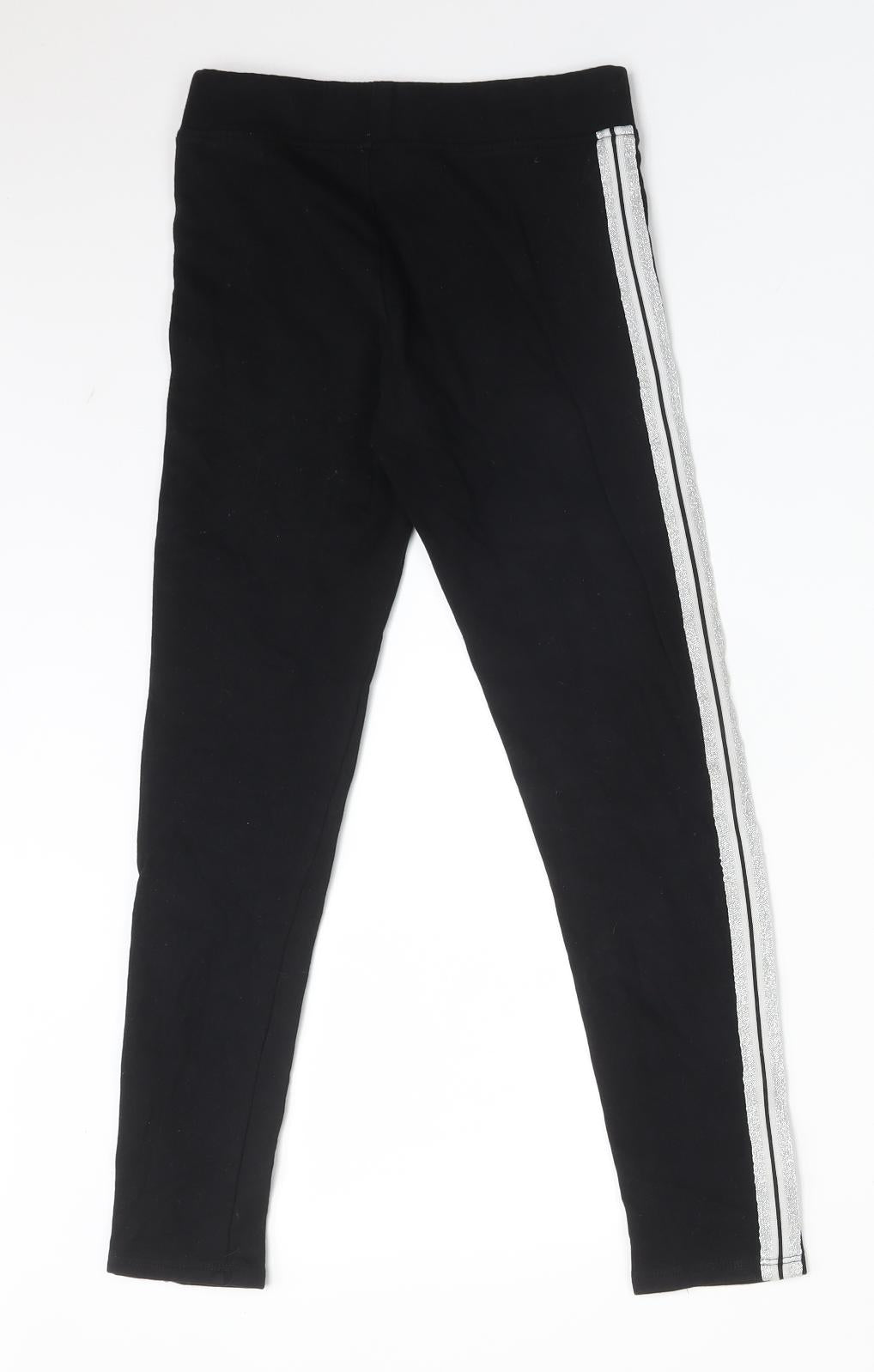 H&M Girls Black  Cotton  Trousers Size 9-10 Years  Regular  - LEGGINGS