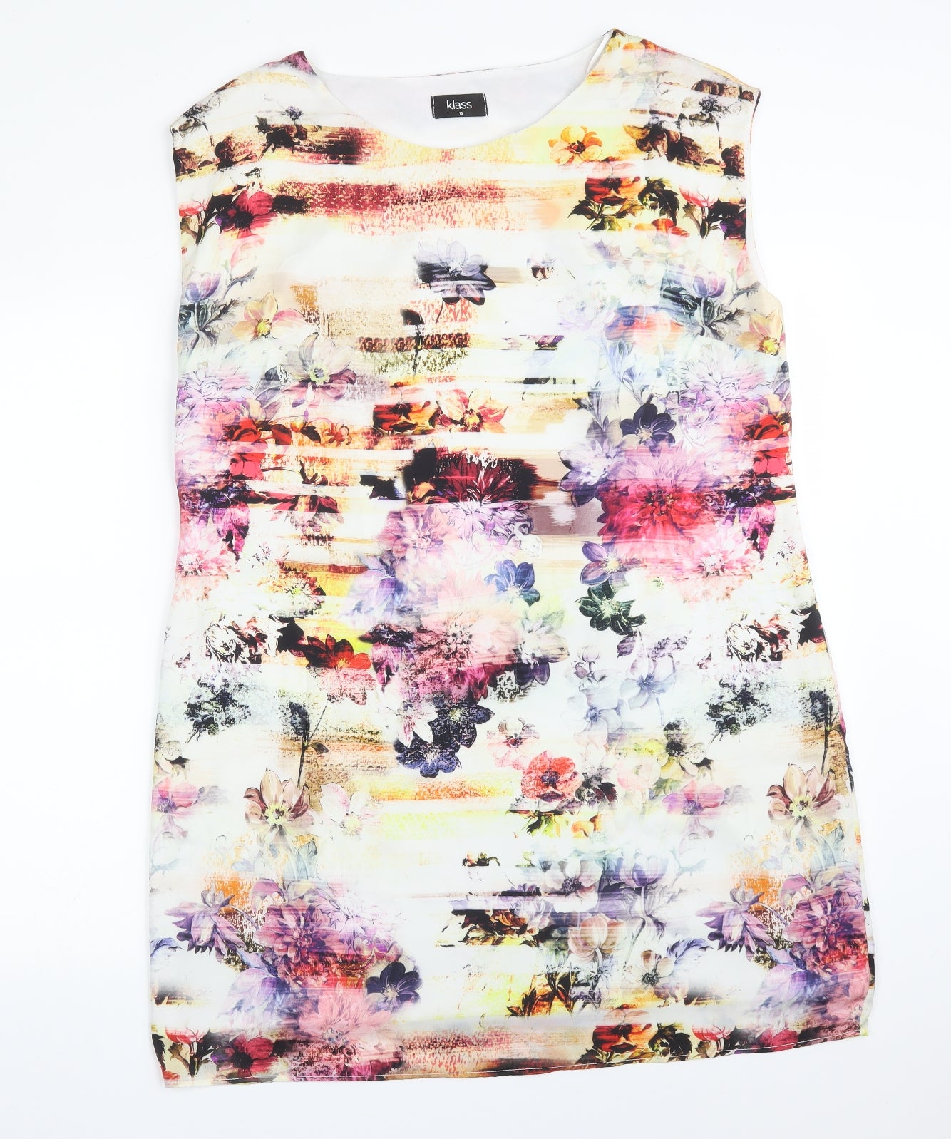 Klass Womens Multicoloured Floral Polyester A-Line  Size 16  Round Neck