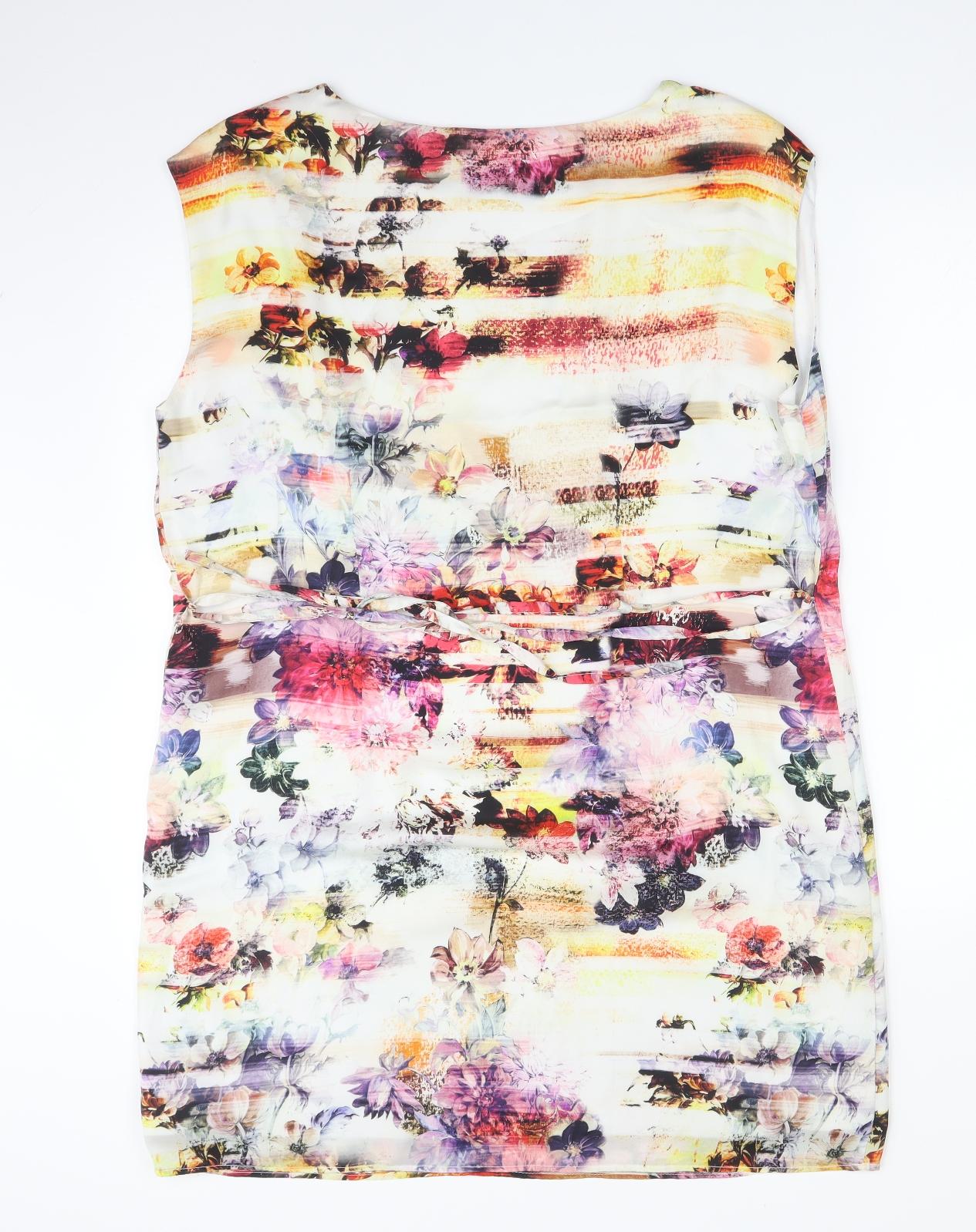 Klass Womens Multicoloured Floral Polyester A-Line  Size 16  Round Neck