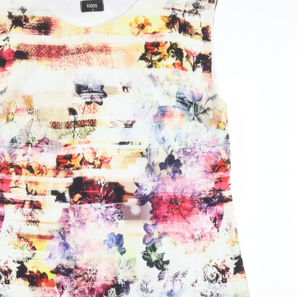 Klass Womens Multicoloured Floral Polyester A-Line  Size 16  Round Neck
