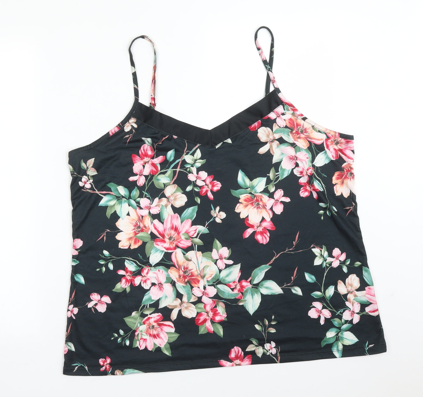 Primark Womens Multicoloured Floral Polyester Cami Pyjama Top Size XL
