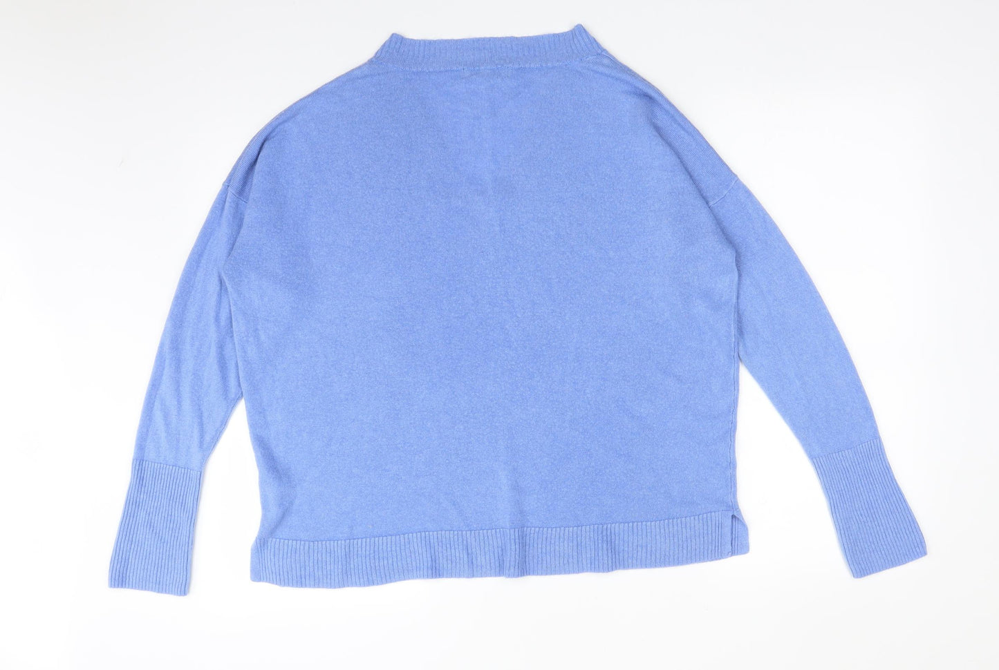 F&F Womens Blue V-Neck  Acrylic Pullover Jumper Size 16