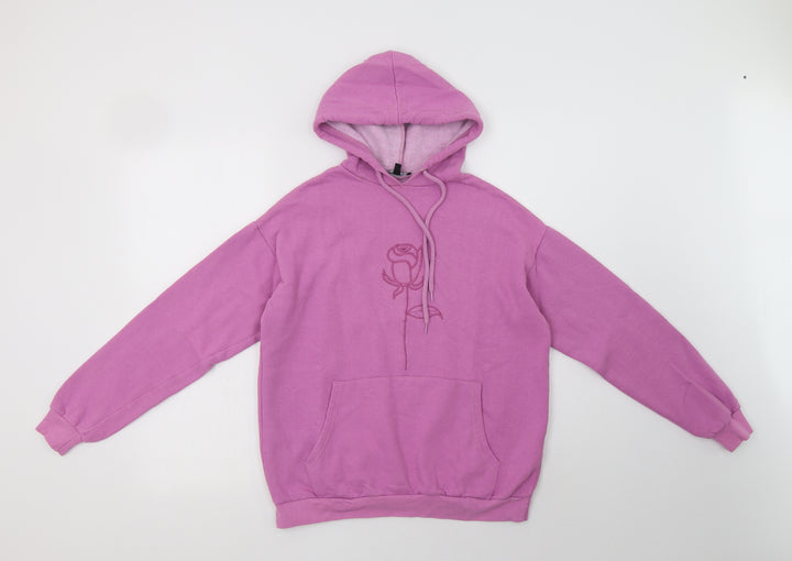Boohoo Womens Purple Cotton Pullover Hoodie Size 8 - Rose