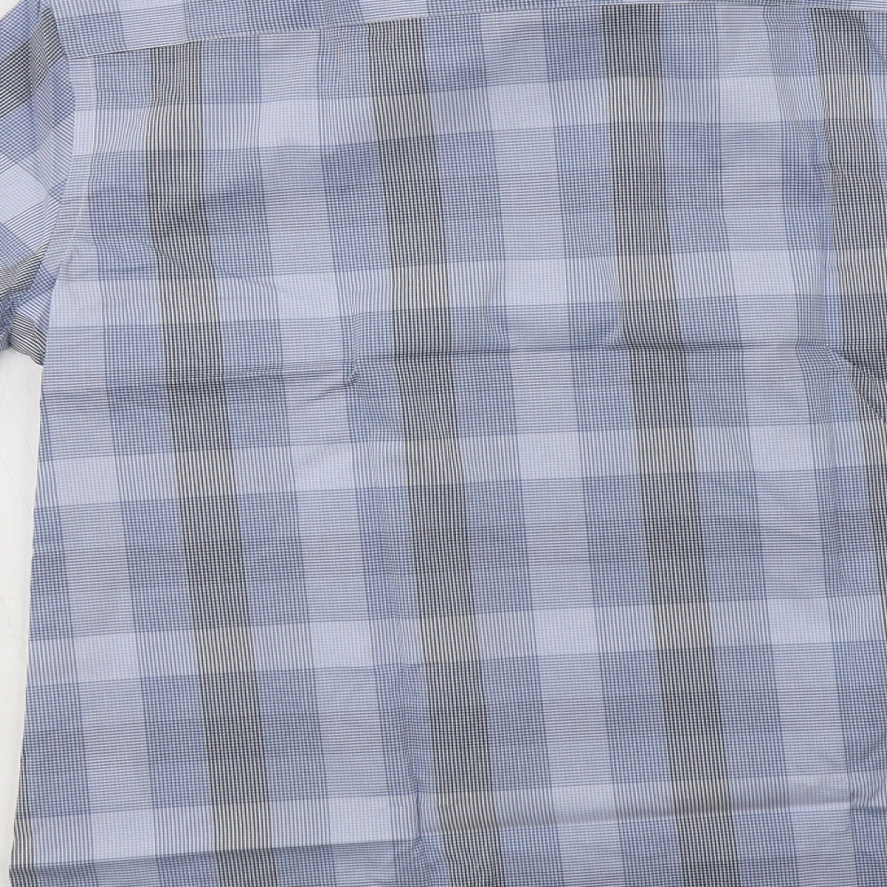 Van Heusen Mens Blue Check Cotton  Dress Shirt Size 16 Collared Button