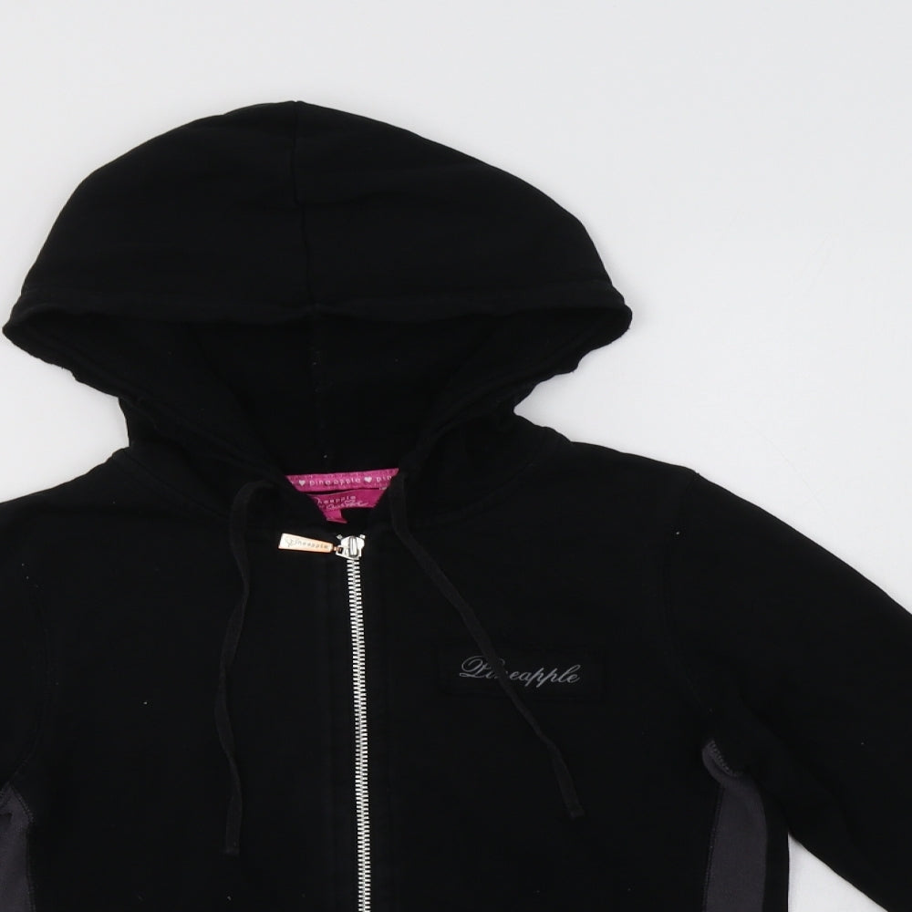 Pineapple Womens Black  Cotton Full Zip Hoodie Size 6  Zip