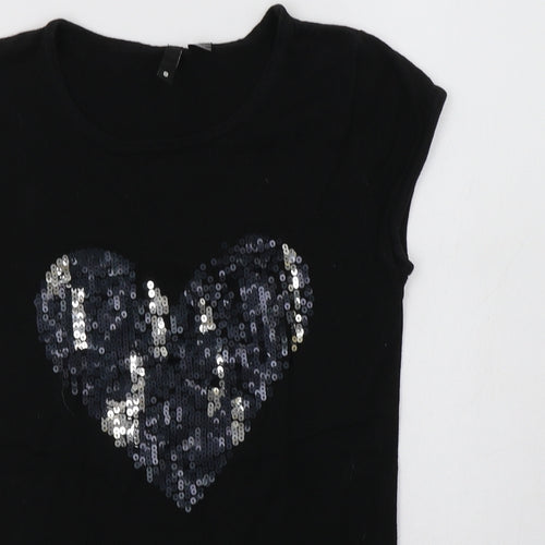 H&M Womens Black Crew Neck  Cotton Pullover Jumper Size 8   - Heart