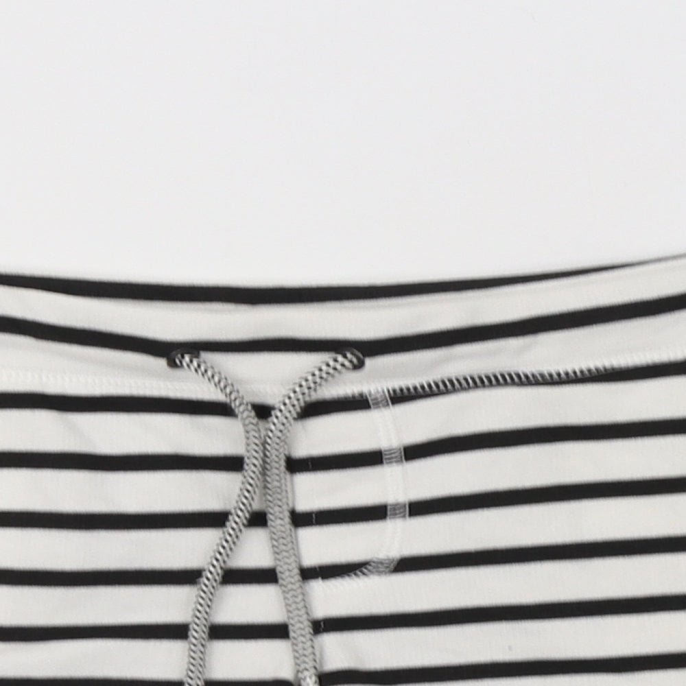 O'Neill Womens White Striped Cotton Sweat Shorts Size M L3 in Regular Drawstring