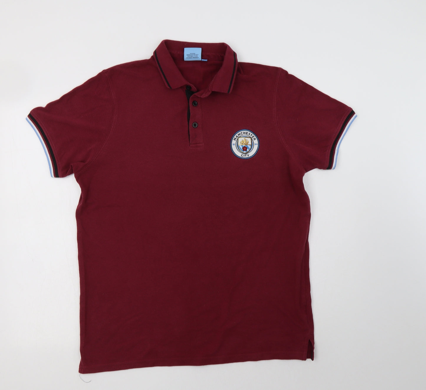 Manchester City FC Mens Purple  Cotton  Polo Size M Collared Button - Football