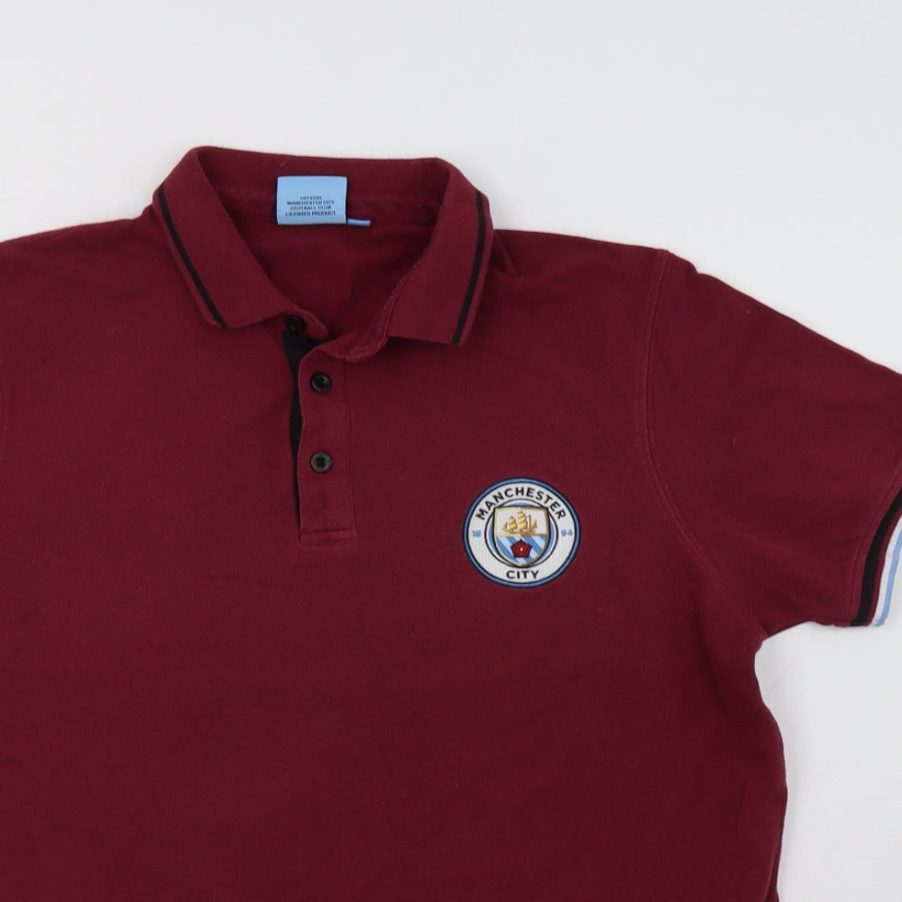 Manchester City FC Mens Purple  Cotton  Polo Size M Collared Button - Football