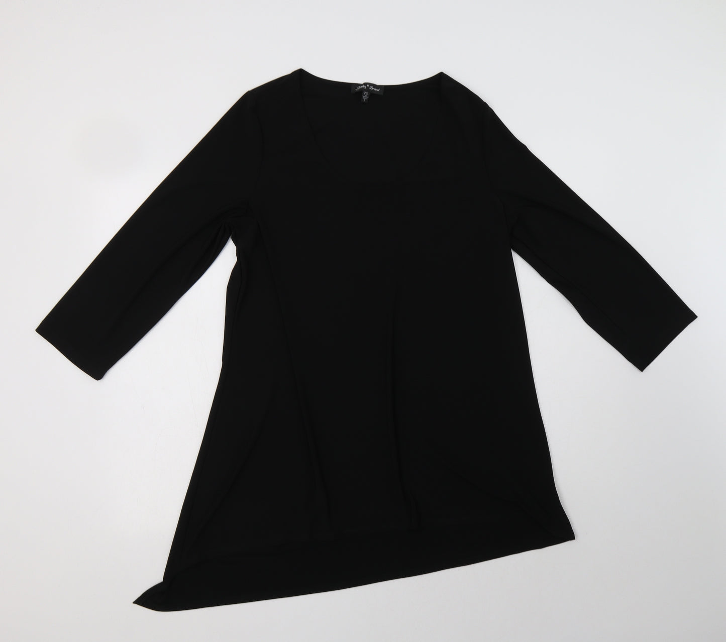 Slinky Brand Womens Black  Polyester Tunic Blouse Size L Scoop Neck