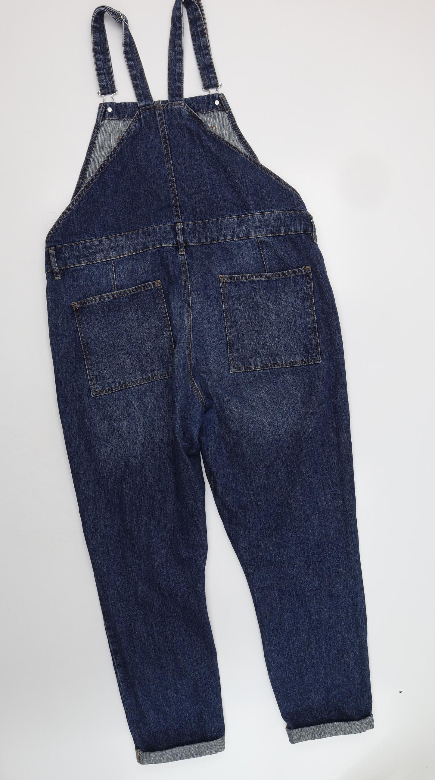 F&F Womens Blue  Cotton Dungarees Trousers Size 18 L30 in Regular Button