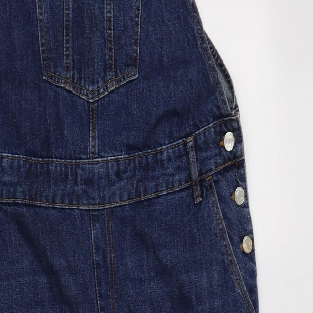 F&F Womens Blue  Cotton Dungarees Trousers Size 18 L30 in Regular Button