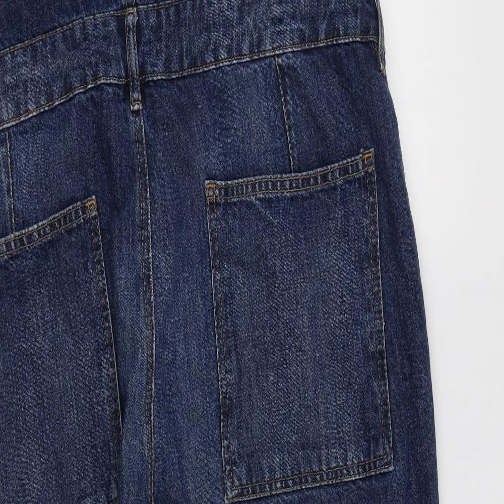 F&F Womens Blue  Cotton Dungarees Trousers Size 18 L30 in Regular Button