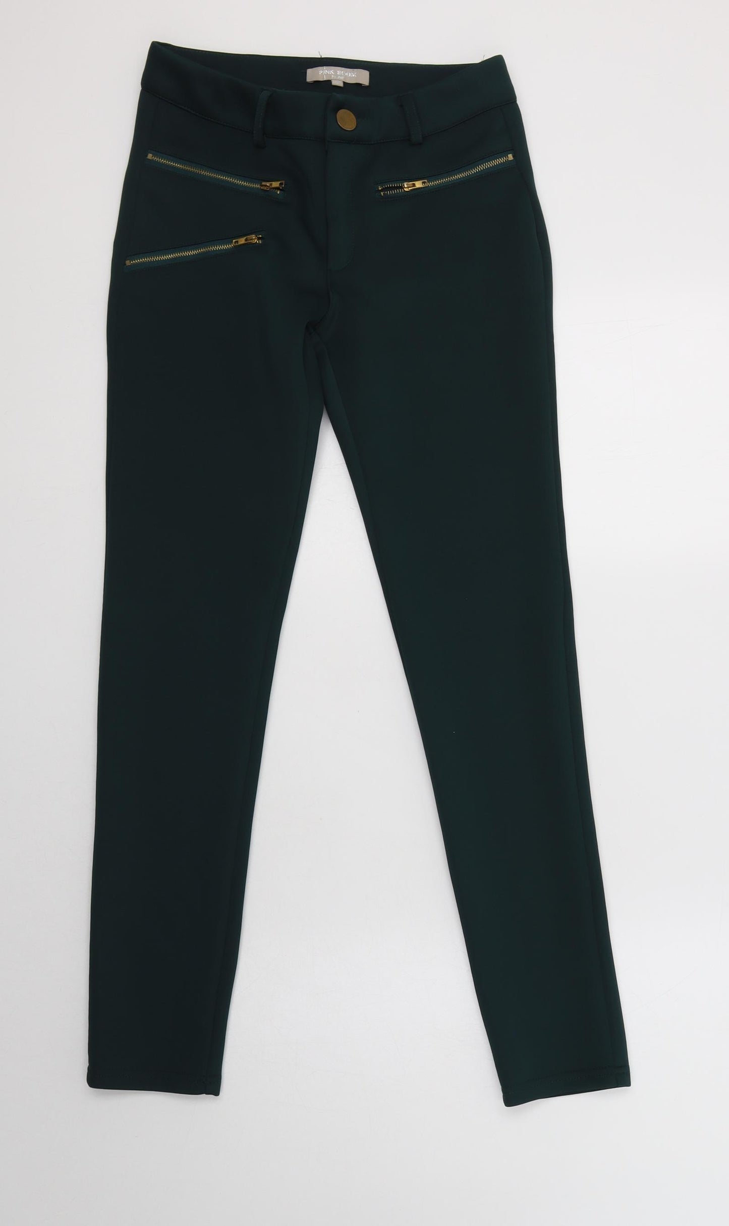Pink Boom Womens Green  Polyester Jegging Trousers Size S L30 in Regular Button