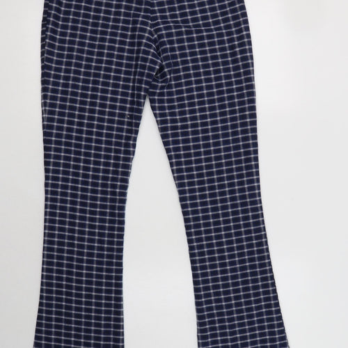 PRETTYLITTLETHING Womens Black Check Cotton Trousers  Size 6 L35 in Regular Zip