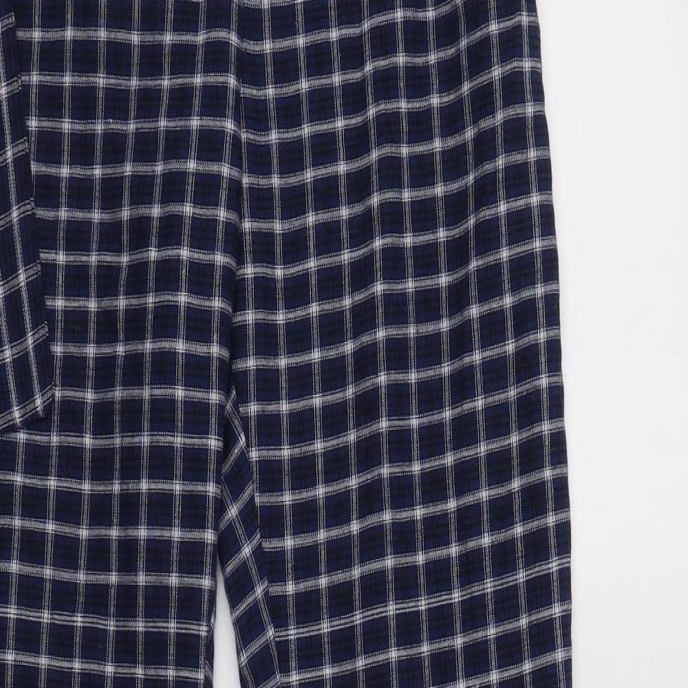 PRETTYLITTLETHING Womens Black Check Cotton Trousers  Size 6 L35 in Regular Zip
