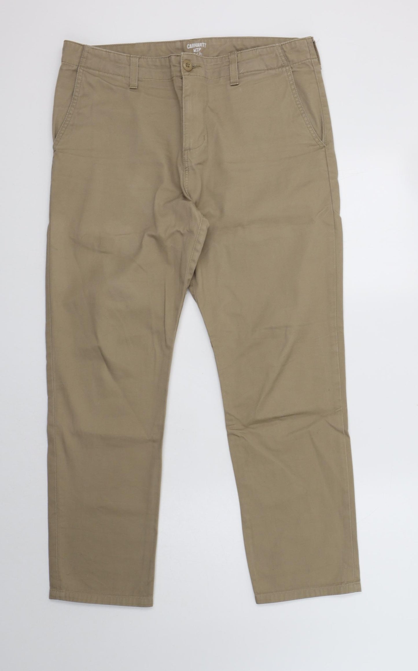 Carhartt Mens Beige  Cotton Chino Trousers Size 33 L32 in Regular Button