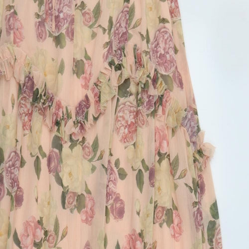 Very Womens Pink Floral Polyester Maxi  Size 10  Square Neck