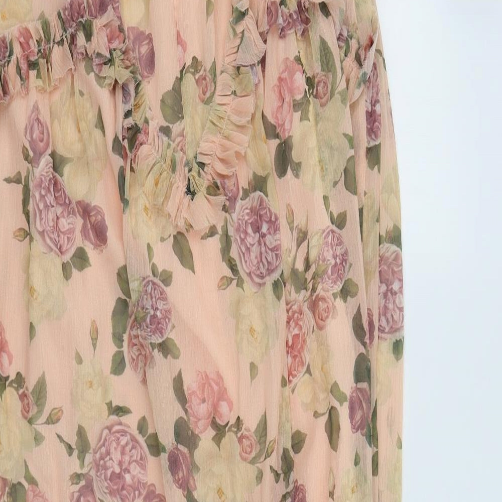 Very Womens Pink Floral Polyester Maxi  Size 10  Square Neck