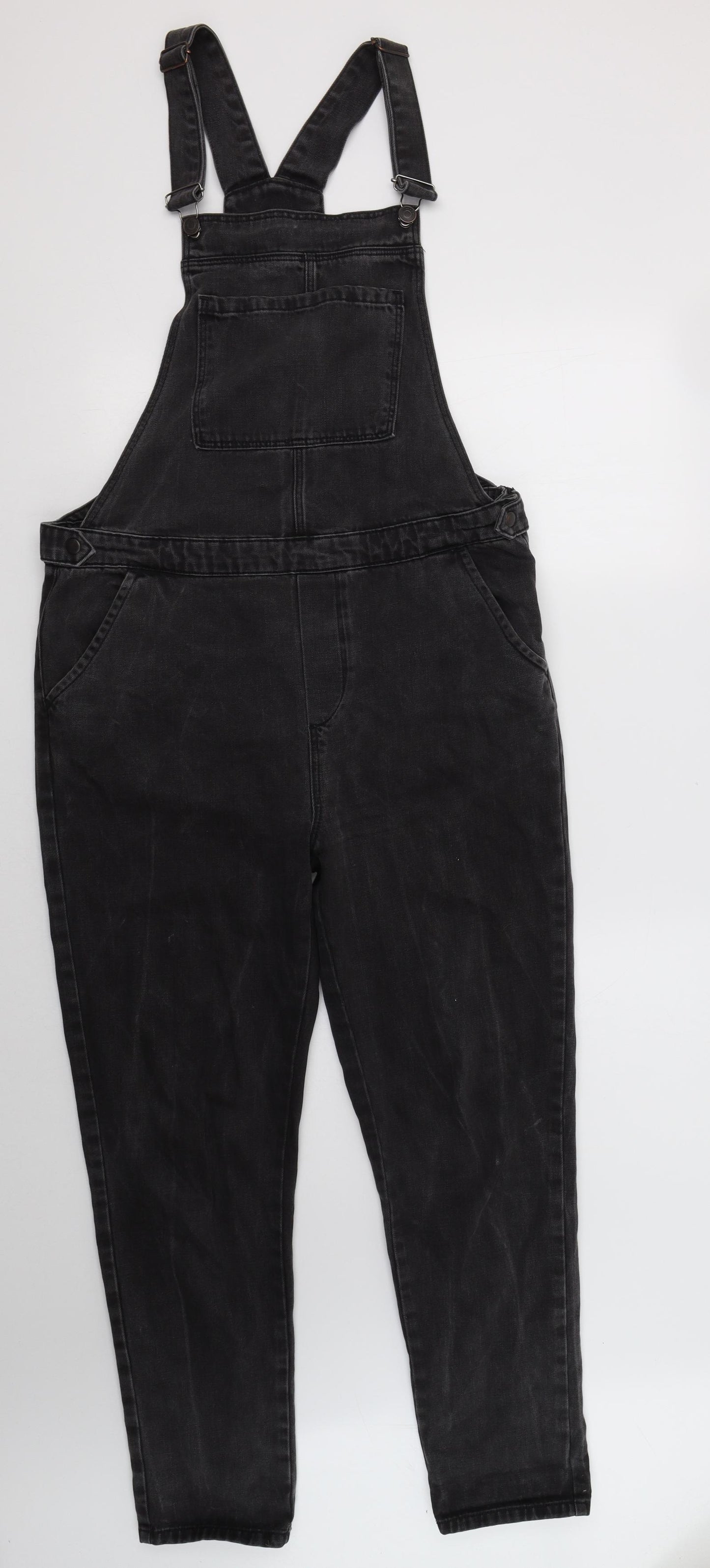 Topshop Womens Grey  Cotton Dungarees Trousers Size 12 L28 in Regular Button
